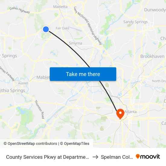 County Services Pkwy at Department Of Mo to Spelman College map