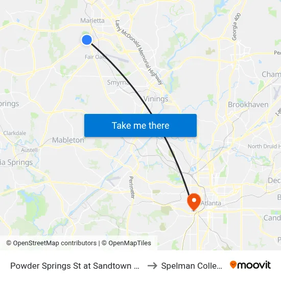 Powder Springs St at Sandtown Rd to Spelman College map