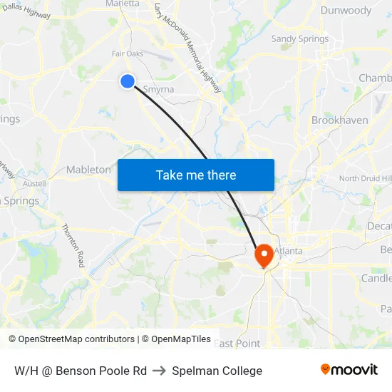 W/H @ Benson Poole Rd to Spelman College map