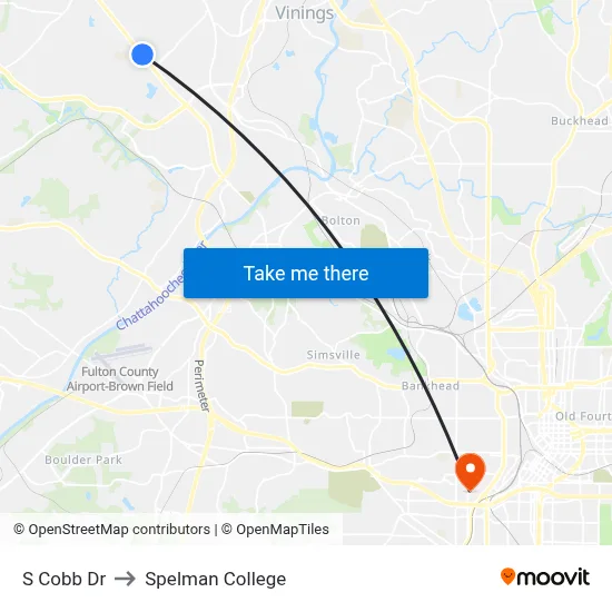S Cobb Dr to Spelman College map