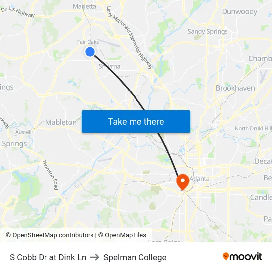 S Cobb Dr at Dink Ln to Spelman College map