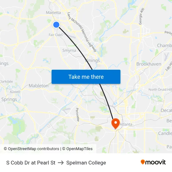 S Cobb Dr at Pearl St to Spelman College map