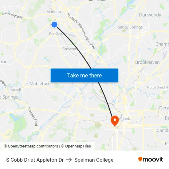S Cobb Dr at Appleton Dr to Spelman College map