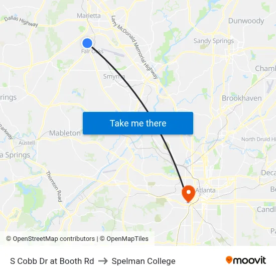 S Cobb Dr at Booth Rd to Spelman College map
