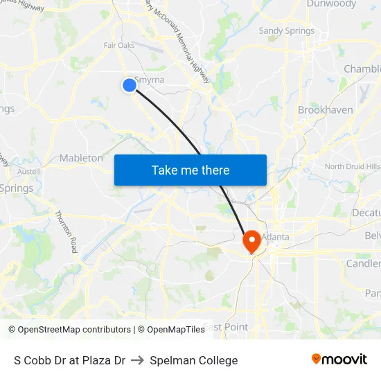 S Cobb Dr at Plaza Dr to Spelman College map