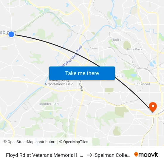 Floyd Rd at Veterans Memorial Hwy to Spelman College map