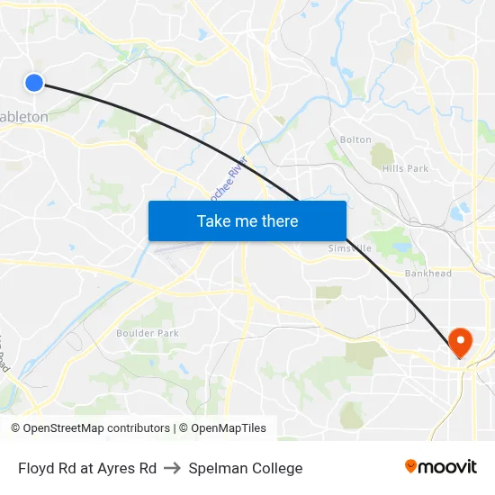 Floyd Rd at Ayres Rd to Spelman College map