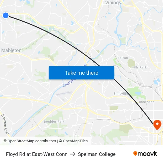 Floyd Rd at East-West Conn to Spelman College map