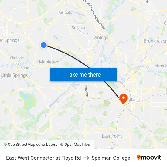 East-West Connector at Floyd Rd to Spelman College map