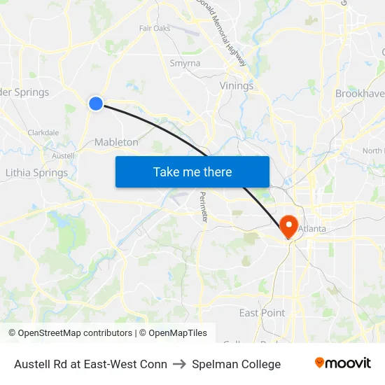 Austell Rd at East-West Conn to Spelman College map