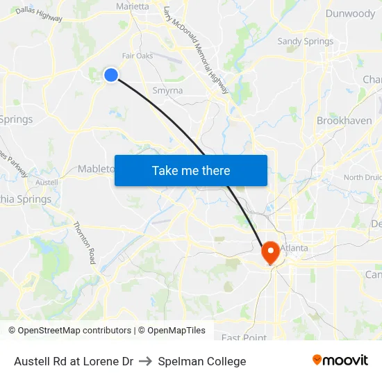 Austell Rd at Lorene Dr to Spelman College map