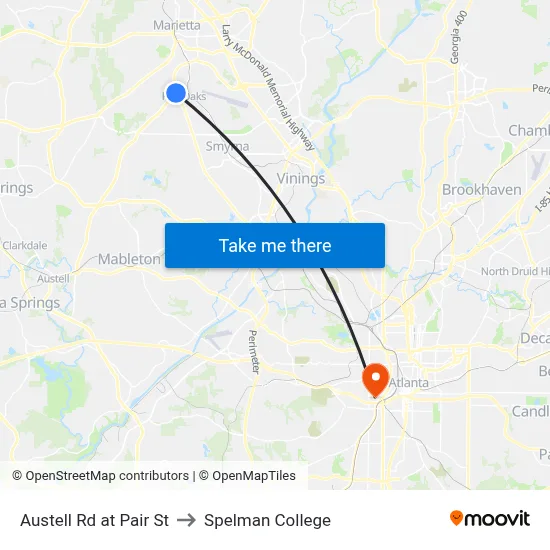 Austell Rd at Pair St to Spelman College map
