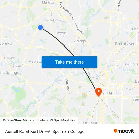 Austell Rd at Kurt Dr to Spelman College map