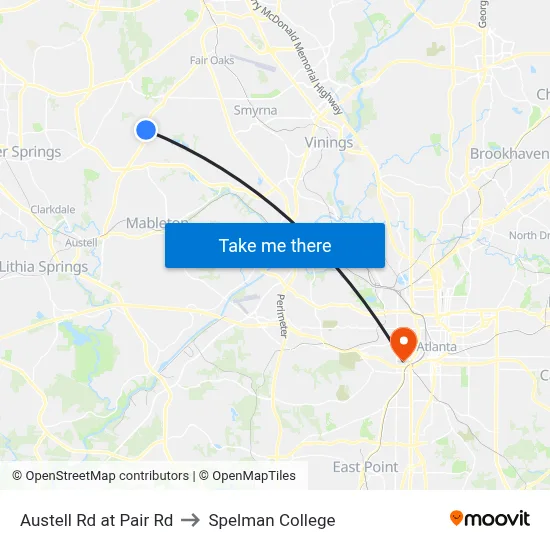 Austell Rd at Pair Rd to Spelman College map