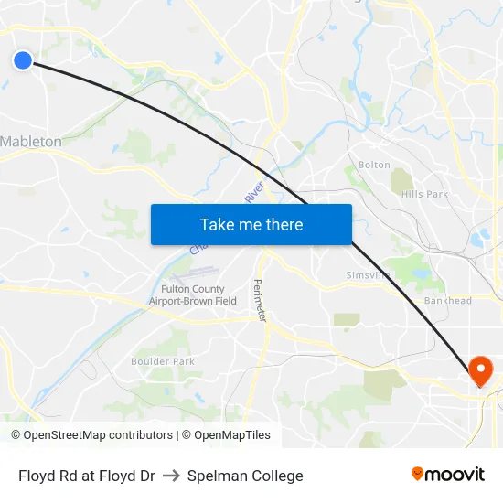 Floyd Rd at Floyd Dr to Spelman College map