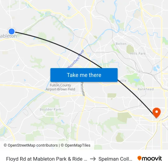 Floyd Rd at Mableton Park & Ride - Ob to Spelman College map