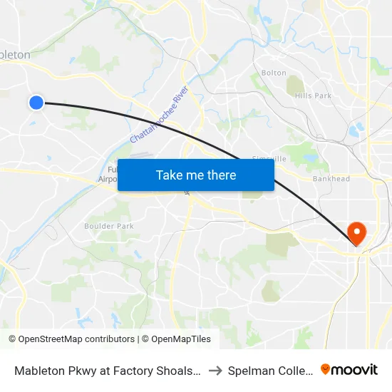 Mableton Pkwy at Factory Shoals Rd to Spelman College map