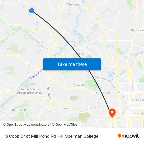 S Cobb Dr at Mill Pond Rd to Spelman College map