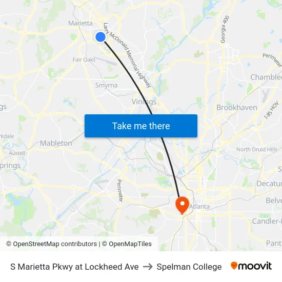 S Marietta Pkwy at Lockheed Ave to Spelman College map
