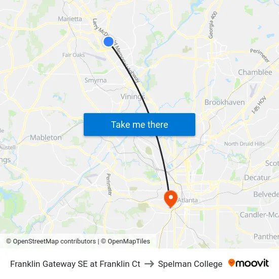 Franklin Gateway SE at Franklin Ct to Spelman College map