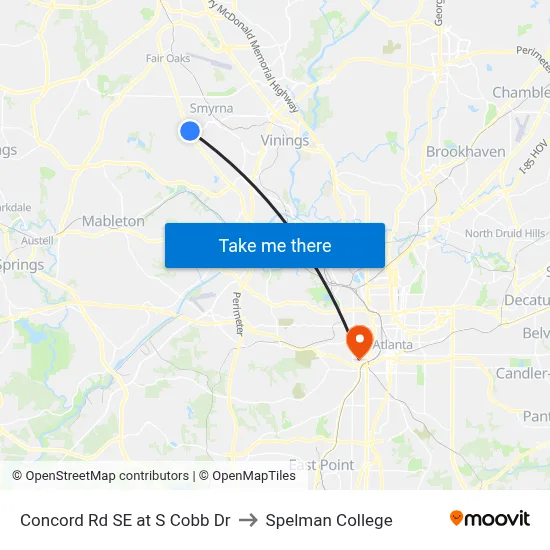 Concord Rd SE at S Cobb Dr to Spelman College map