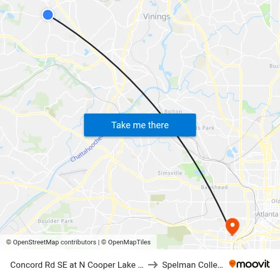 Concord Rd SE at N Cooper Lake Rd to Spelman College map
