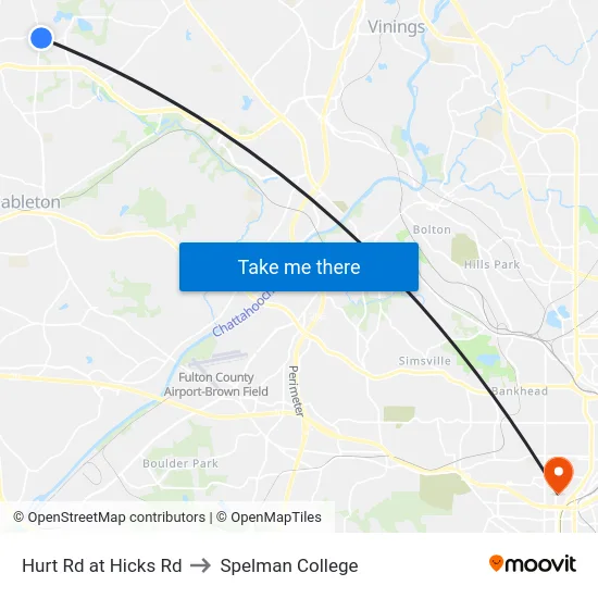 Hurt Rd at Hicks Rd to Spelman College map