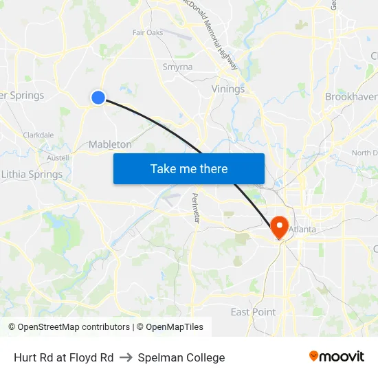 Hurt Rd at Floyd Rd to Spelman College map