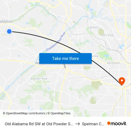 Old Alabama Rd SW at Old Powder Springs Rd SW to Spelman College map