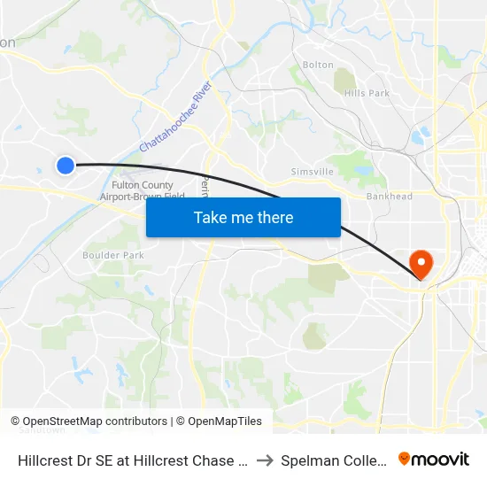 Hillcrest Dr SE at Hillcrest Chase Ln to Spelman College map