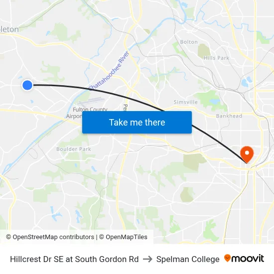 Hillcrest Dr SE at South Gordon Rd to Spelman College map
