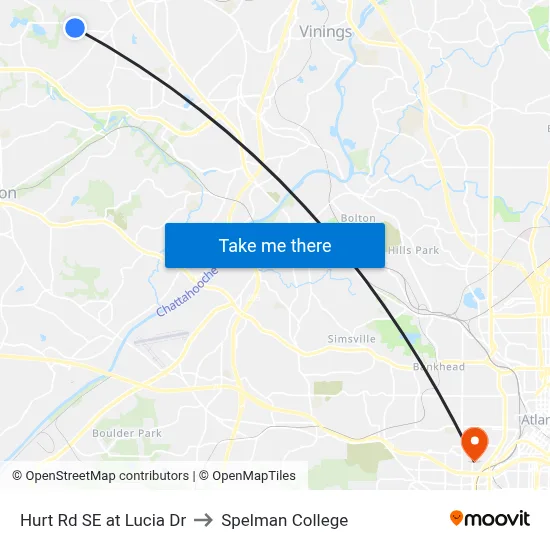 Hurt Rd SE at Lucia Dr to Spelman College map
