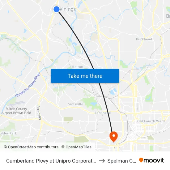 Cumberland Pkwy at Unipro Corporate Office / Kaise to Spelman College map