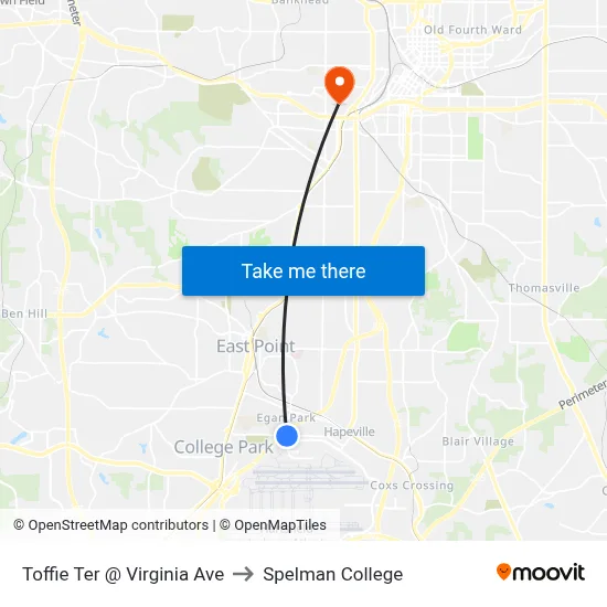 Toffie Ter @ Virginia Ave to Spelman College map