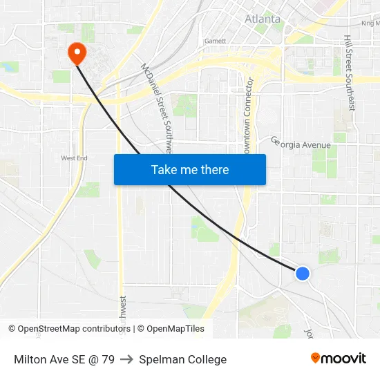 Milton Ave SE @ 79 to Spelman College map