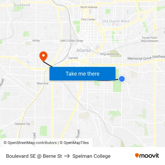 Boulevard SE @ Berne St to Spelman College map
