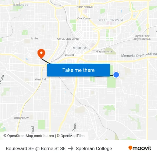 Boulevard SE @ Berne St SE to Spelman College map