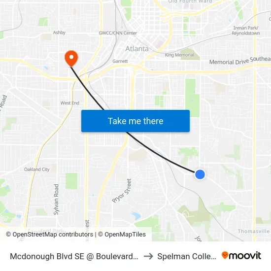 Mcdonough Blvd SE @ Boulevard SE to Spelman College map