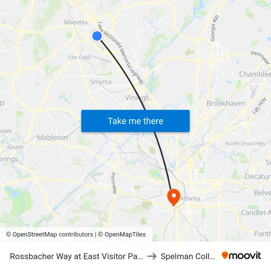 Rossbacher Way at East Visitor Parking to Spelman College map