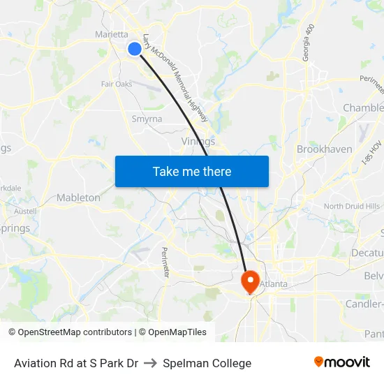 Aviation Rd at S Park Dr to Spelman College map