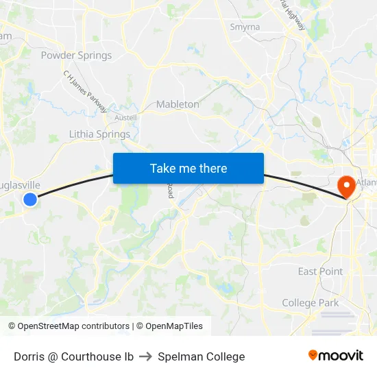 Dorris @ Courthouse Ib to Spelman College map