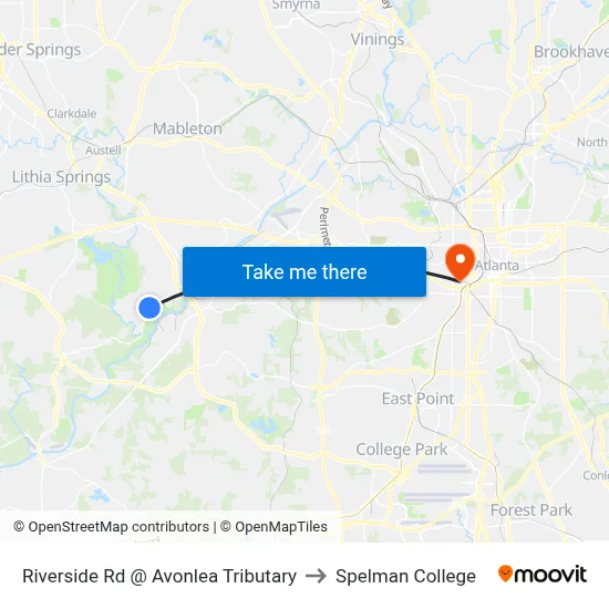 Riverside Rd @ Avonlea Tributary to Spelman College map