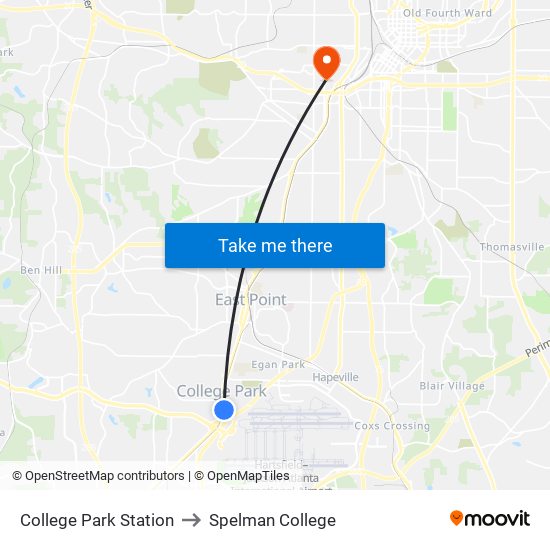 College Park Station to Spelman College map