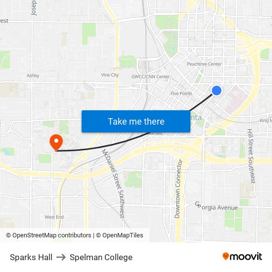 Sparks Hall to Spelman College map