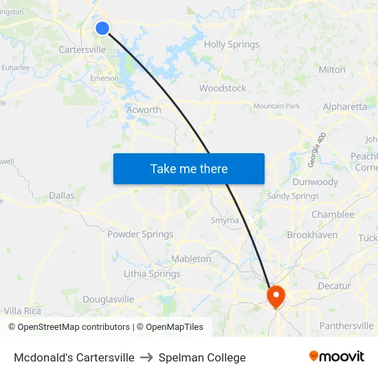 Mcdonald's Cartersville to Spelman College map