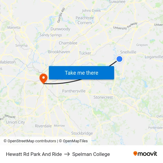 Hewatt Rd Park And Ride to Spelman College map
