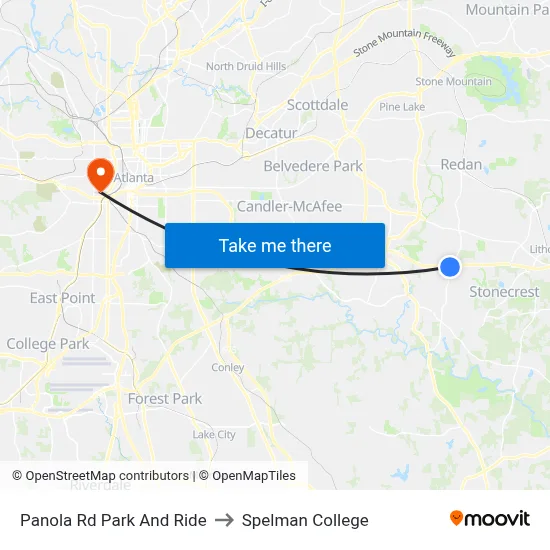 Panola Rd Park And Ride to Spelman College map