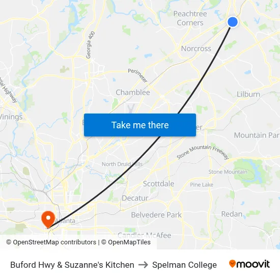 Buford Hwy & Suzanne's Kitchen to Spelman College map