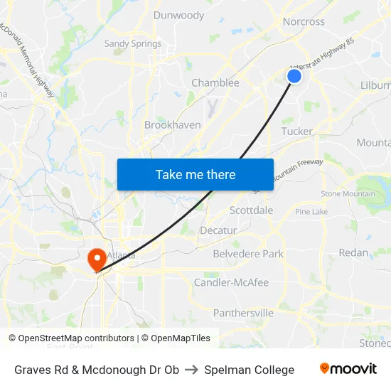 Graves Rd & Mcdonough Dr Ob to Spelman College map