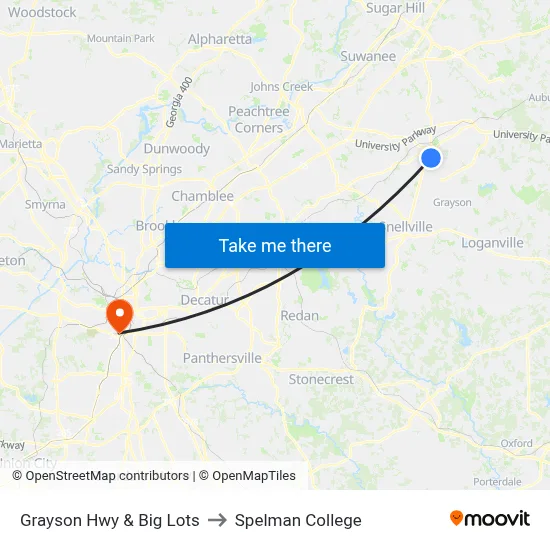 Grayson Hwy & Big Lots to Spelman College map